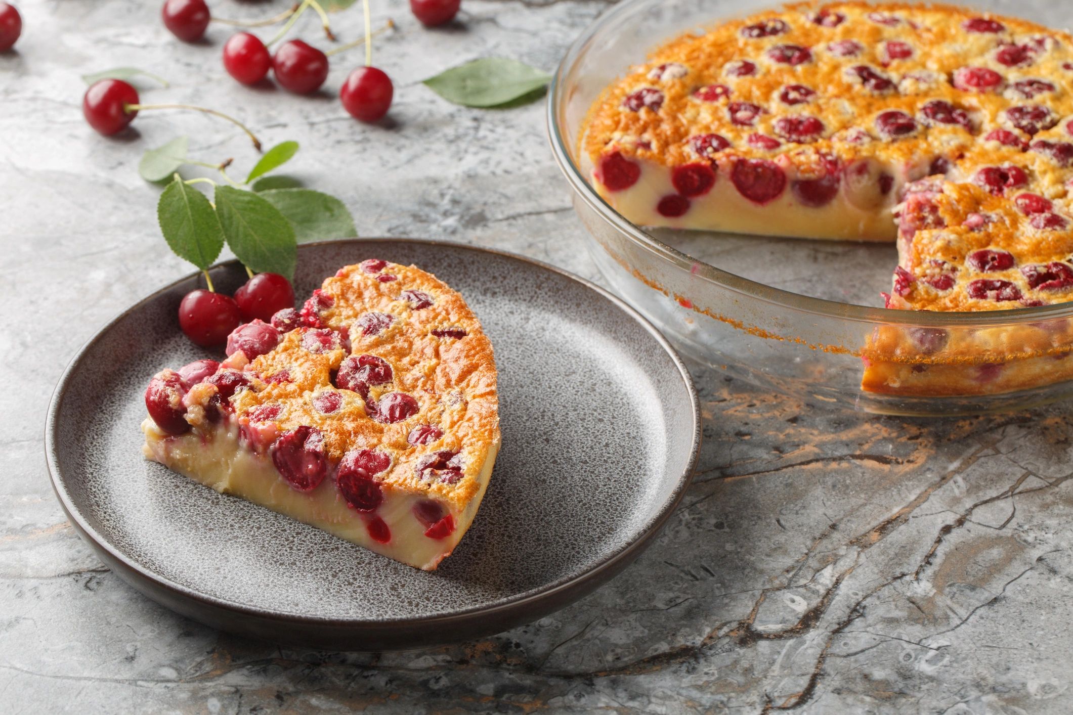 Slice of seasonal cherry dessert